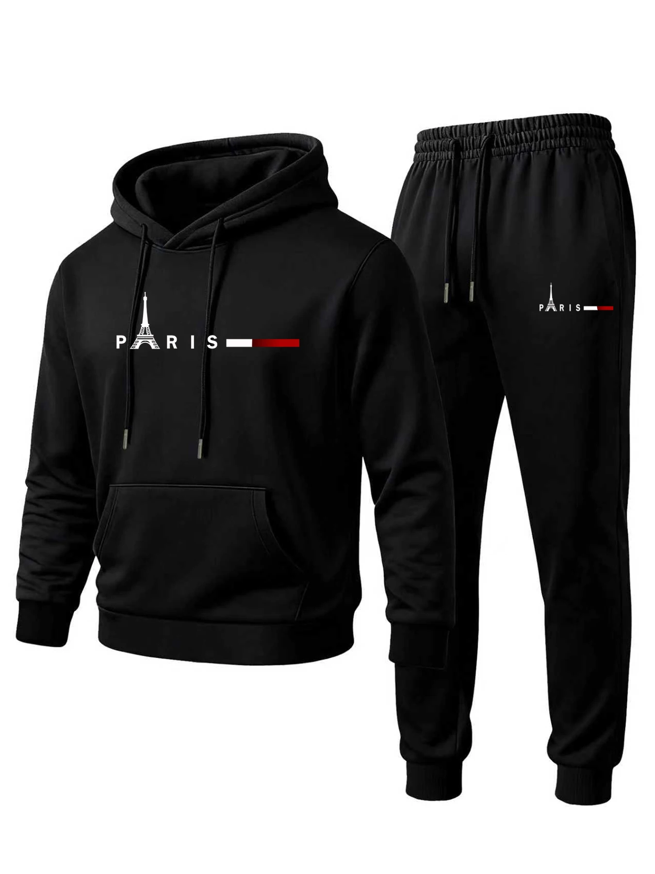 

2025 Autumn/Winter Men's classic hooded sweatshirt set, fashionable Parisian letter print, comfortable and warm sportswear set