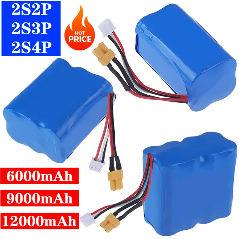

18650 2S литий-ионный аккумулятор XT30 с вилкой/USB 7,4 В 6000 мАч/12000 мАч для HUINA 580 550 582 583 1580 1583 1580-005 RC игрушки автомобильные аксессуары
