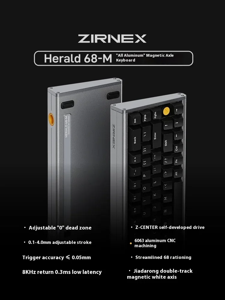 ZIRNEX Herald68-M, saklar magnetik Keyboard mekanik 8K hz berkabel Keyboard Gaming paduan Aluminium Keyboard RGB Pc Aksesoris