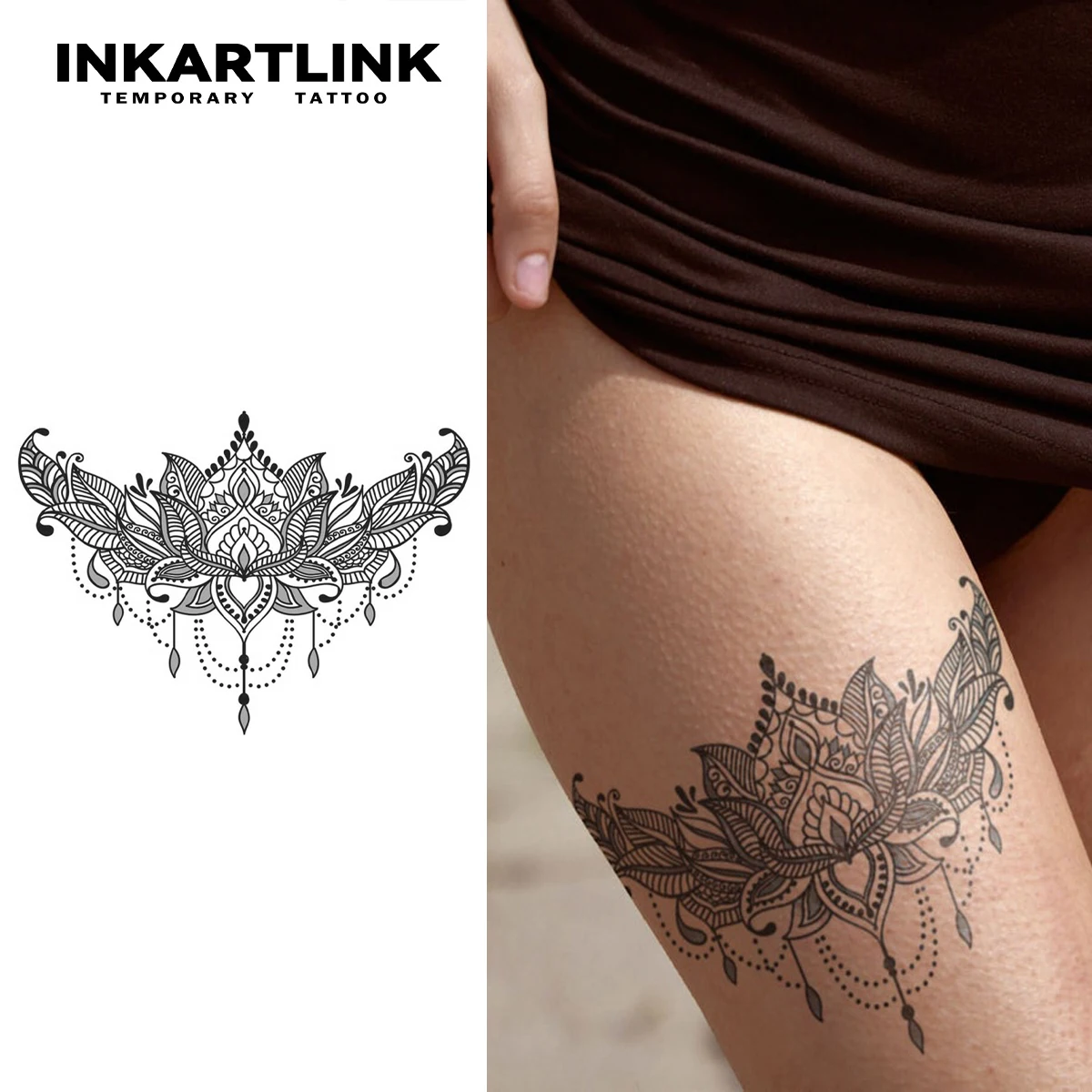 Haina Lotus Temporary Tattoo,Lasts To 15 Days New Technology Magic Waterproof Semi Permanent Sticker.