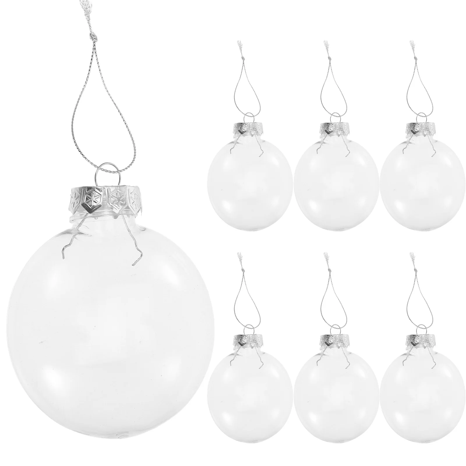 

6pcs 8Cm Transparent Christmas Ball Ornament Fillable Plastic Bauble Diy Craft Decoration Xmas Tree Pendant Holiday Hanging