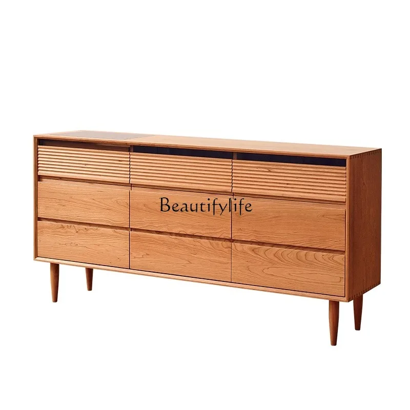 

All solid wood nine-chest cabinet Nordic retro small apartment bedroom living room storage drawer side cabinet