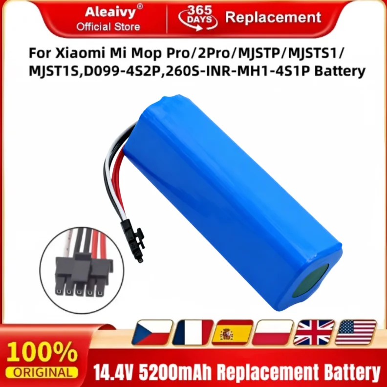 

5200mAh 14.4V D099-4S2P Replacement Battery for Xiaomi Mi Robot Vacuum-Mop 2 Pro MJSTS1 for C101 MJSTP Extended Runtime