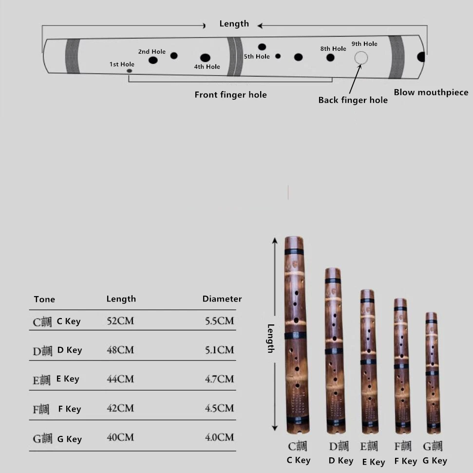 9 Holes Bamboo Xun Flute