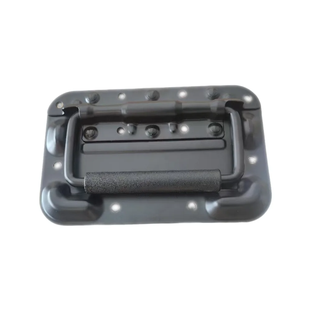 Surface Mounted Black/Silver Spring Loaded Handle Iron 6.34 Inch Outer handle Rubber Electroplated Heavy Duty Handle Toolbox