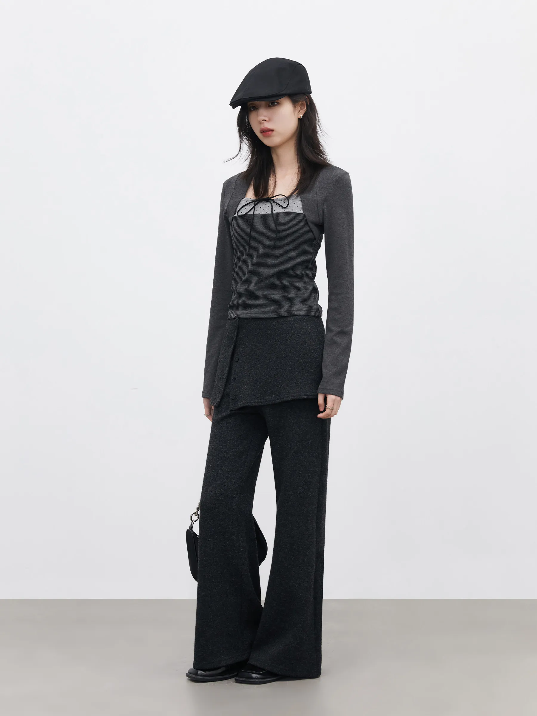 CHIC VEN Fashion Women Pants New Design Detachable Hip Curtain Micro Flared Pants Female Wide Leg Trousers Spring Autumn 2026