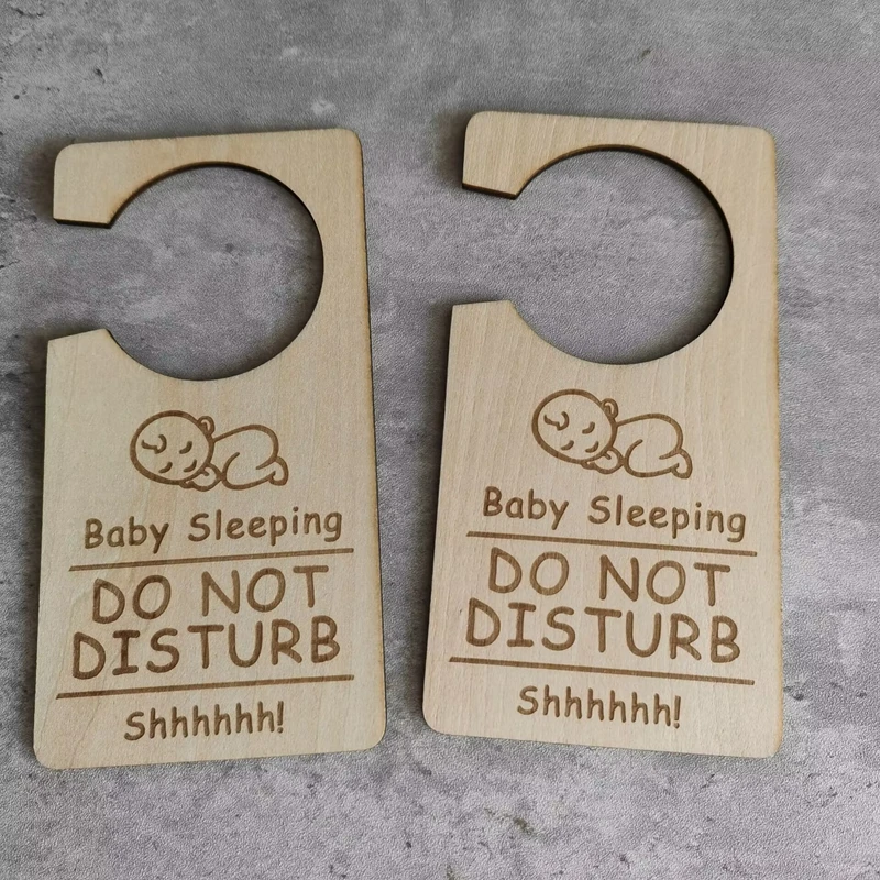 10PCS Baby Sleeping DO NOT DISTURB Hotel Door Hanger Wooden Room Door Sign