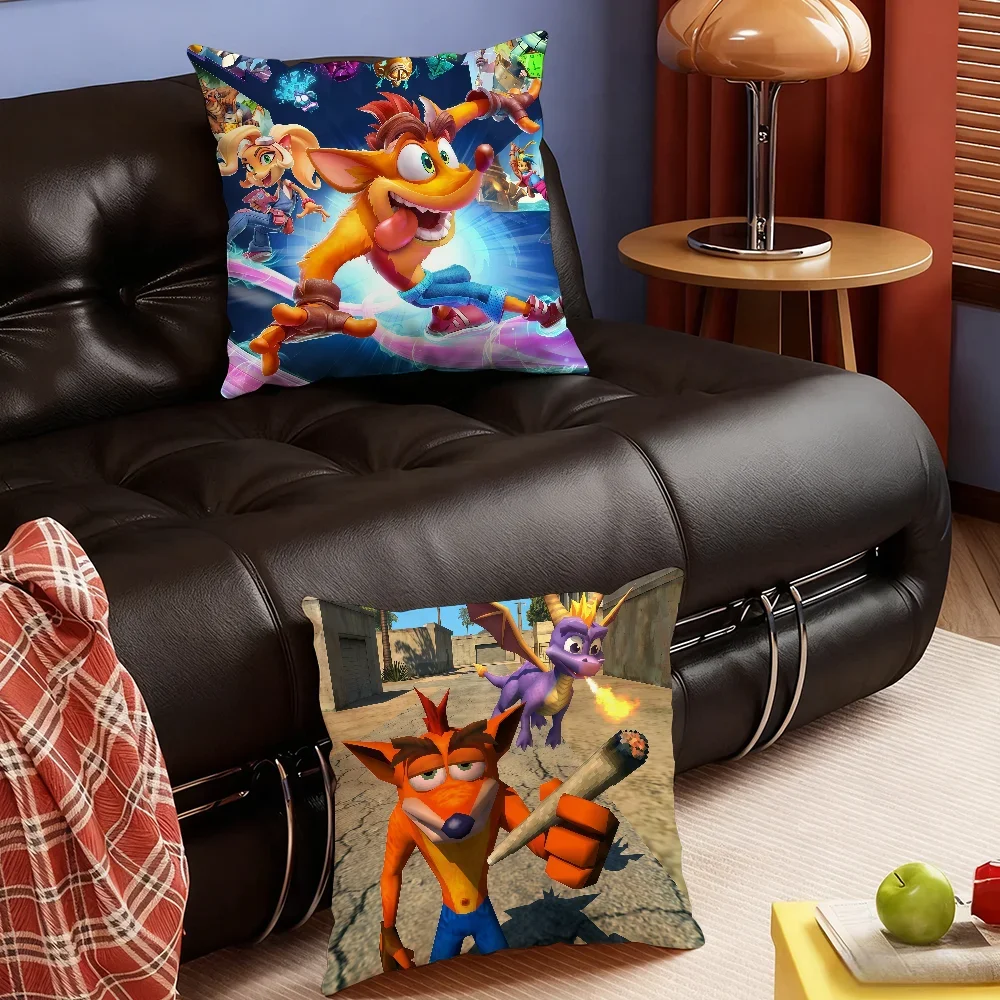 Game C-CrashS B-bandicoot-S cushion cover Soft Smooth Pillow Case Hidden Zipper Washable Decorative Couch Office Gift