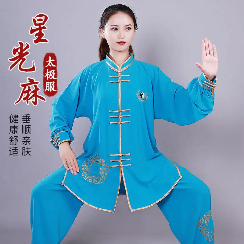 Women Tai Chi Suit Spring/Autumn Short Sleeve Embroidered Martial Arts Training Wear Breathable Fabric Senior Adults 35-65Y