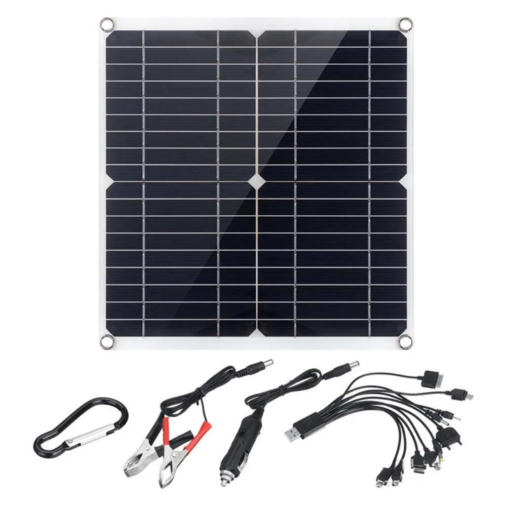 12V Charger 50W Solar Panel Camping High Conversion Efficiency Multi-layer Laminate Lightweight Portable Design