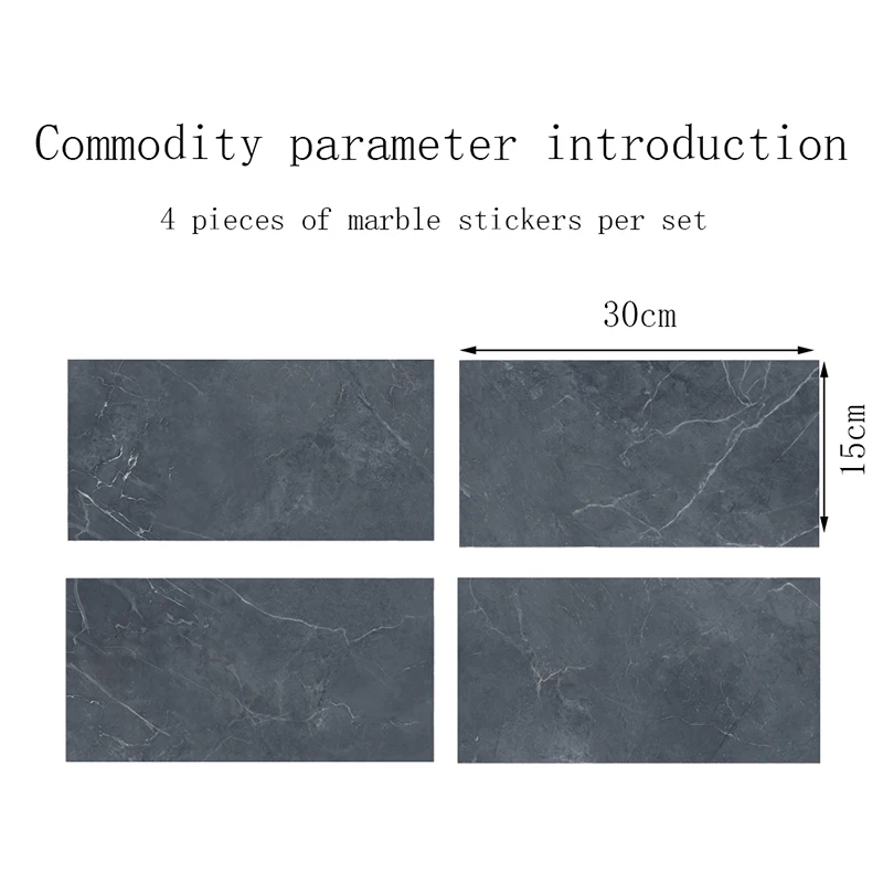 4pcs/16pcs Self-Adhesive Marble Peel and Stick Wallpaper Floor Tile Wall Stickers for Home Bathroom Kitchen Wall Sticker 30x15cm