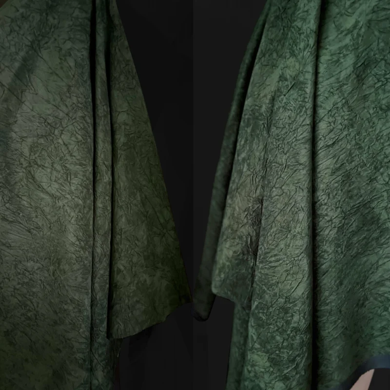 

Dark Green Pleated Irregular Texture Autumn and Winter Trench Coat Fashion Show Ready To Wear Is Quite Wide Designer Fabric