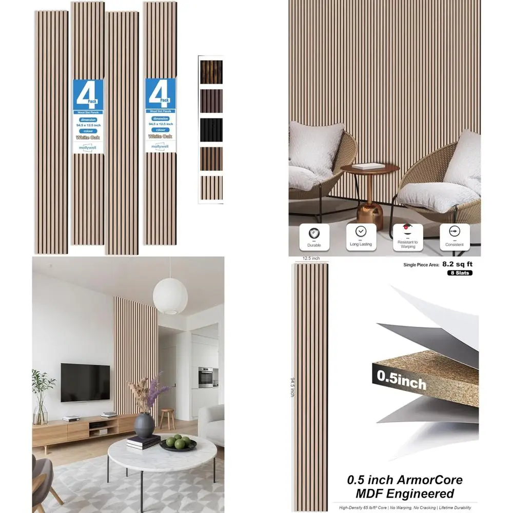 

Quick-Install Versatile Wooden Slat Wall Panels for Acoustic Enhancement and Decorative Fluted Patterns