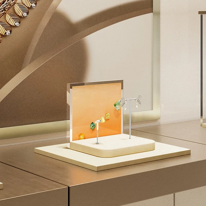 

Light luxury jewelry display rack, rings, earrings, necklaces, microfiber counters, display props