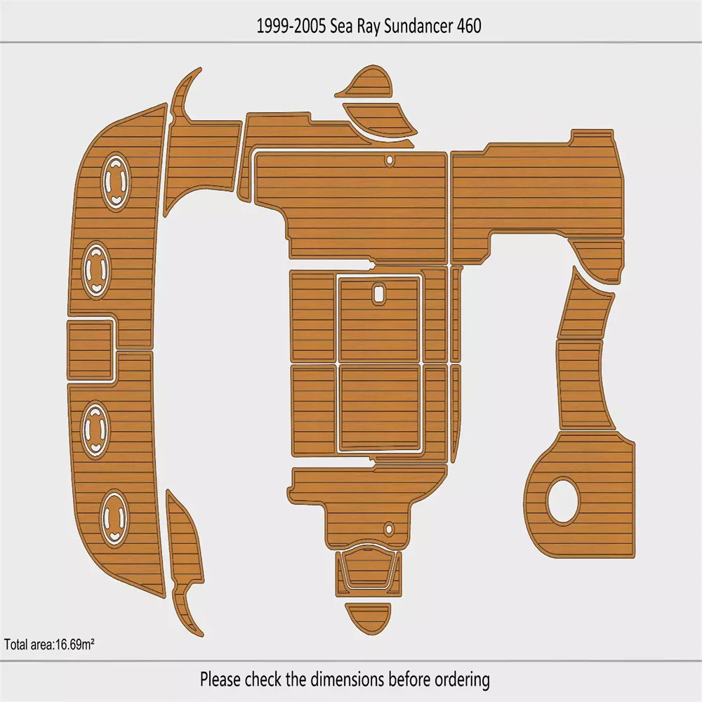 

1999-2005 Sea Ray Sundancer 460 Кокпит Плавательная платформа Лук 1/4 "6 мм Пена EVA напольный пенопласт Искусственный напольный коврик Морской коврик SeaDek