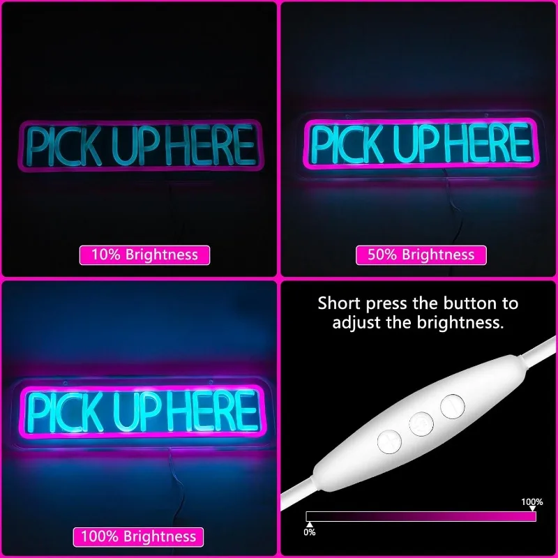 Imagem -03 - Pick up Here Neon Wall Decor Business Led Light Decoração de Loja Operação Estética para Porta 11x40cm