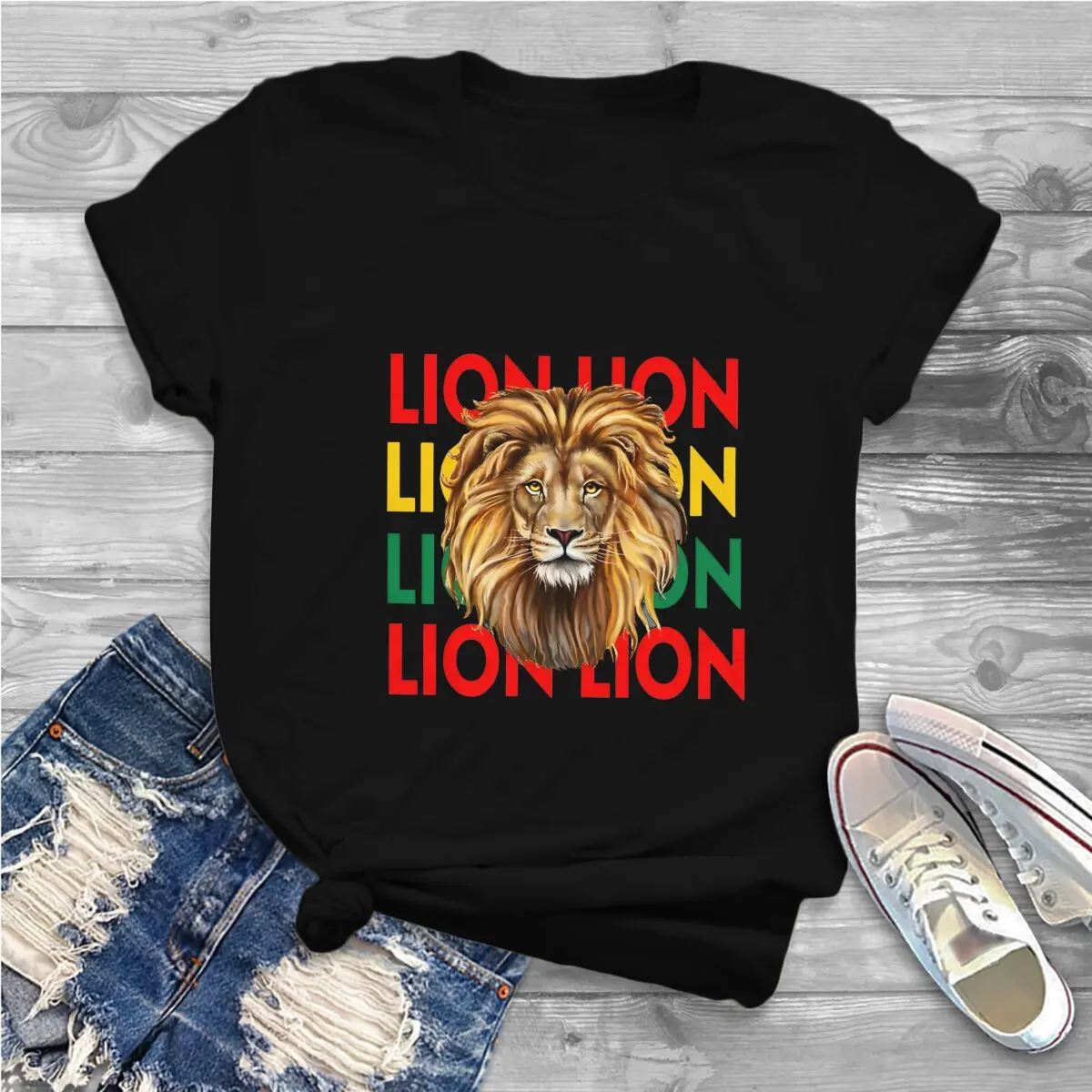 Jamaica Lion Man TShirt Lion Individuality Polyester T Shirt Harajuku Streetwear New Trend