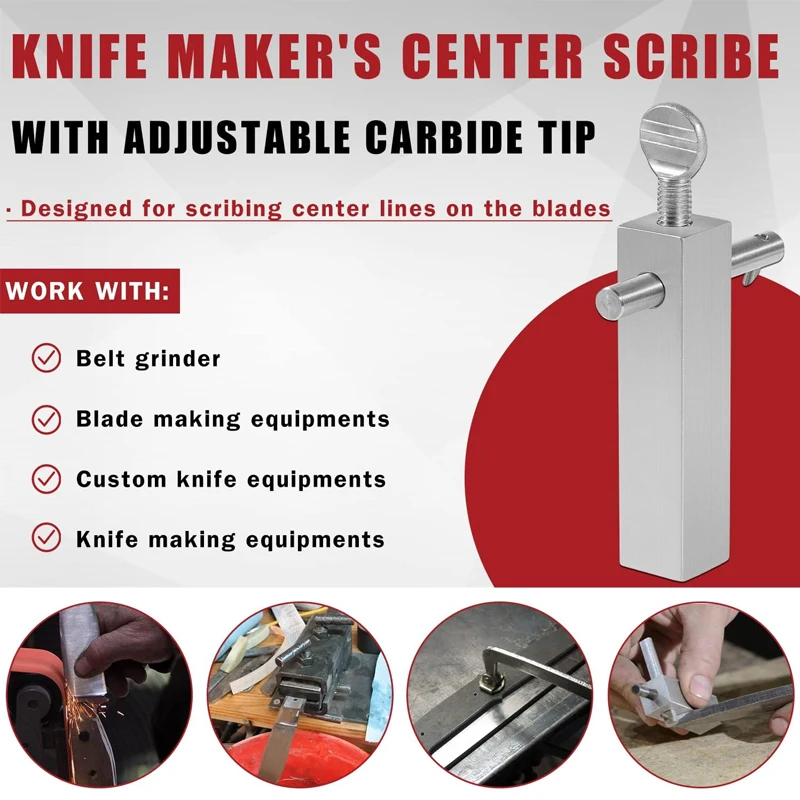 Stainless Steel Knife Maker's Center Scribe with Adjustable Carbide Tip Perfect for Marking Center Lines on Belt Grinder, Blade