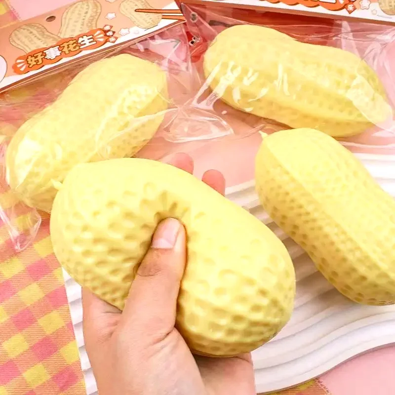 Simulated Peanut Squishy Pinch Toy Soft Stress-Relieving Butter-flavored Chocolate Fidget Slow Rebound Gentle Squeezing Pinch