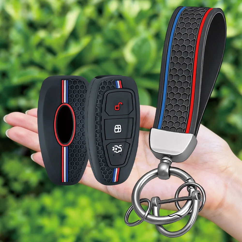 Funda de Silicona para Llave de Coche con 3 Botones para Ford C-Max, Mondeo, Kuga, Fiesta Titanium, Ford Focus 3, 4 ST, MK3, MK4, Accesorios