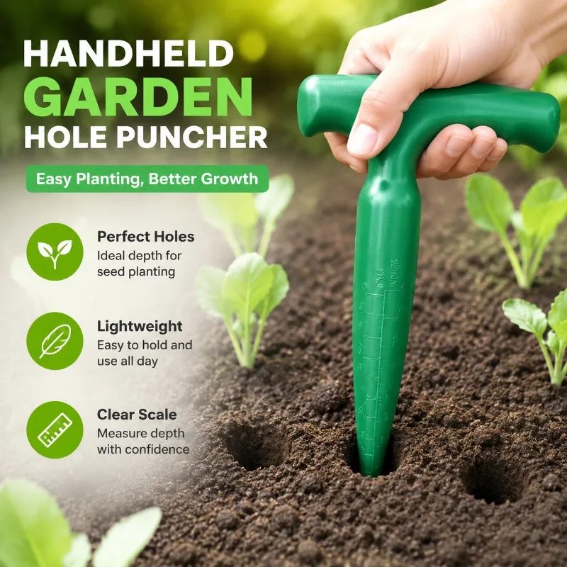 Handheld Garden Hole Puncher, Clear Scale Lightweight Digging Planting Tool for Seed Sowing Dispenser