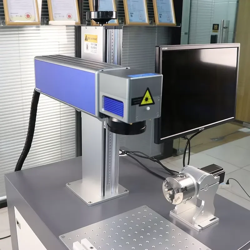 Cabinet/Portable Fiber Engraver Machine with Rotator for Jewelry Rings Bracelets Marks Text Logo Small Business