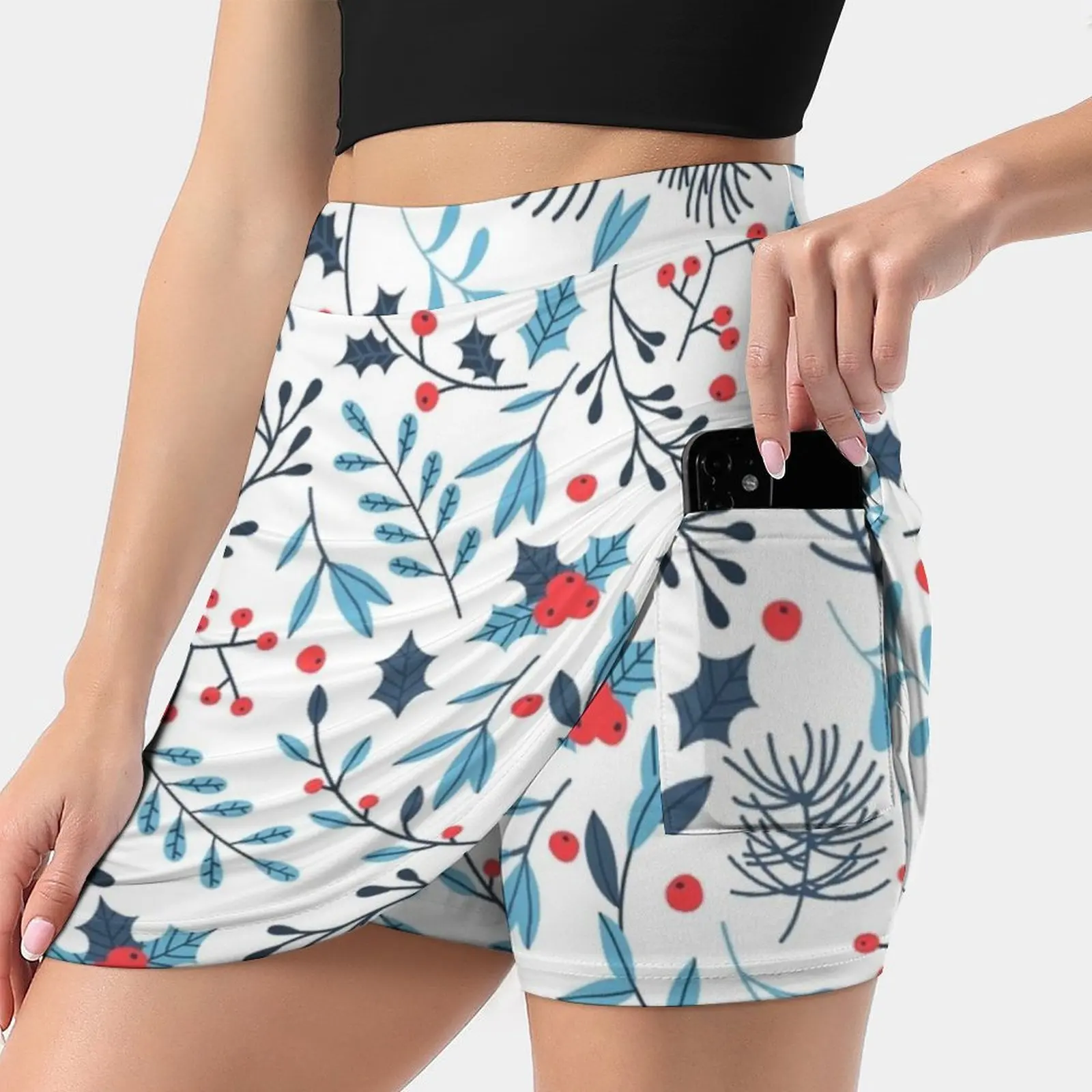 

Christmas Pattern Women's skirt Mini Skirts A Line Skirt With Hide Pocket Giftoriginal Christmas Pattern Nature Leaf Botanical