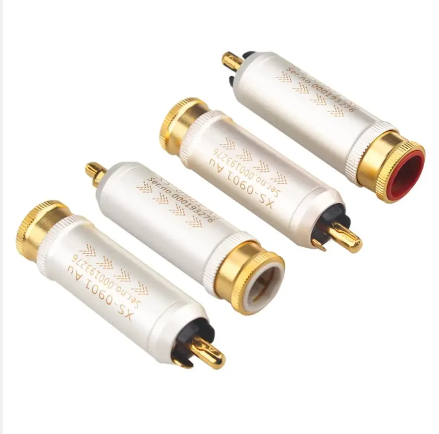 Hi-End Red Copper Shell Gold-Plated RCA Audio Plug Power Amplifier HIFI Audio Video Connection Plug Adapted