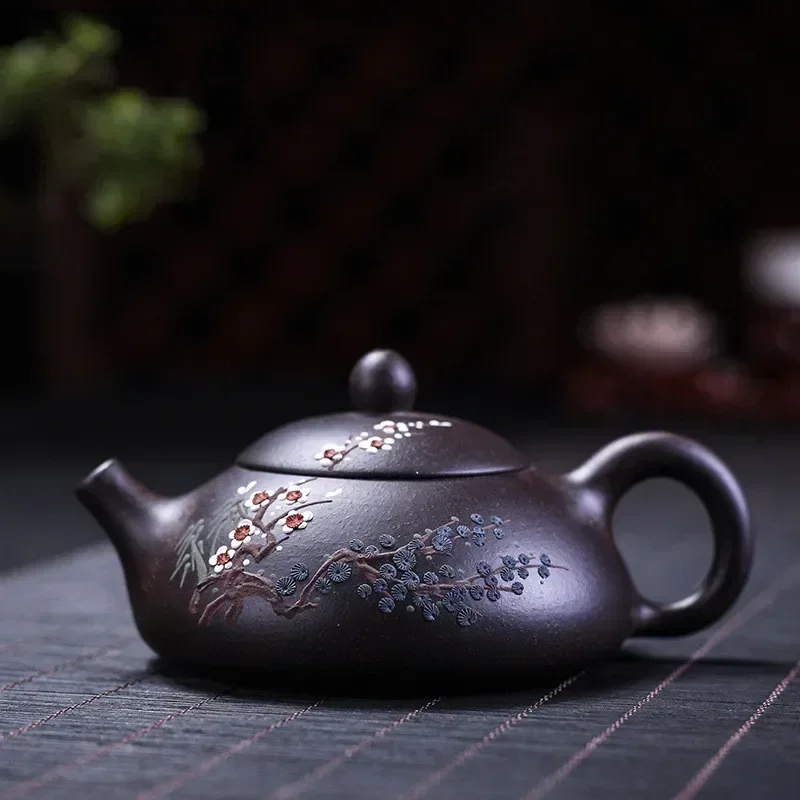 Yixing Tea Pot Purple Clay Stone Scoop Teapot Chinese Famous Handmade Tea Set Kettle Teaware Custom Tea Ceremony Gift 160ml