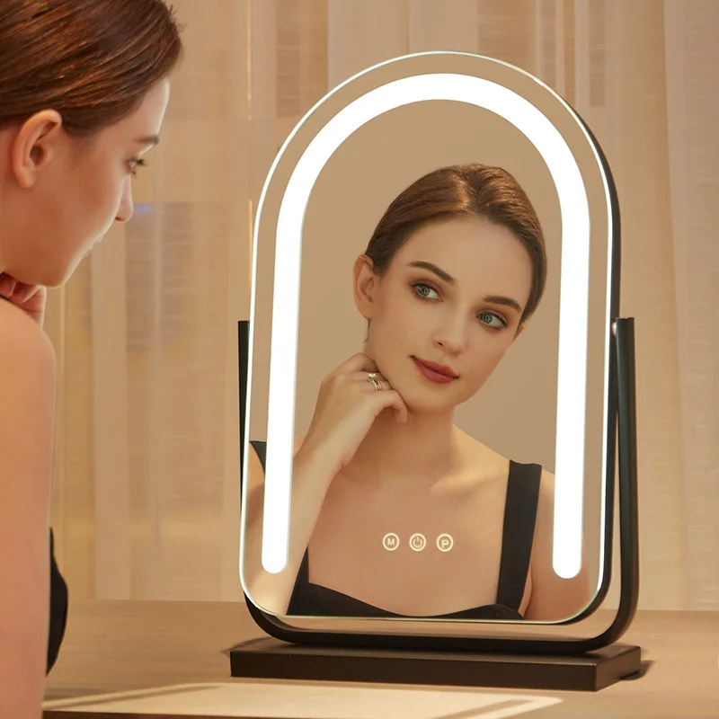 Bathroom mirror Girls' makeup mirror desktop LED with light filling and charging dressing table dormitory girls' holiday gift