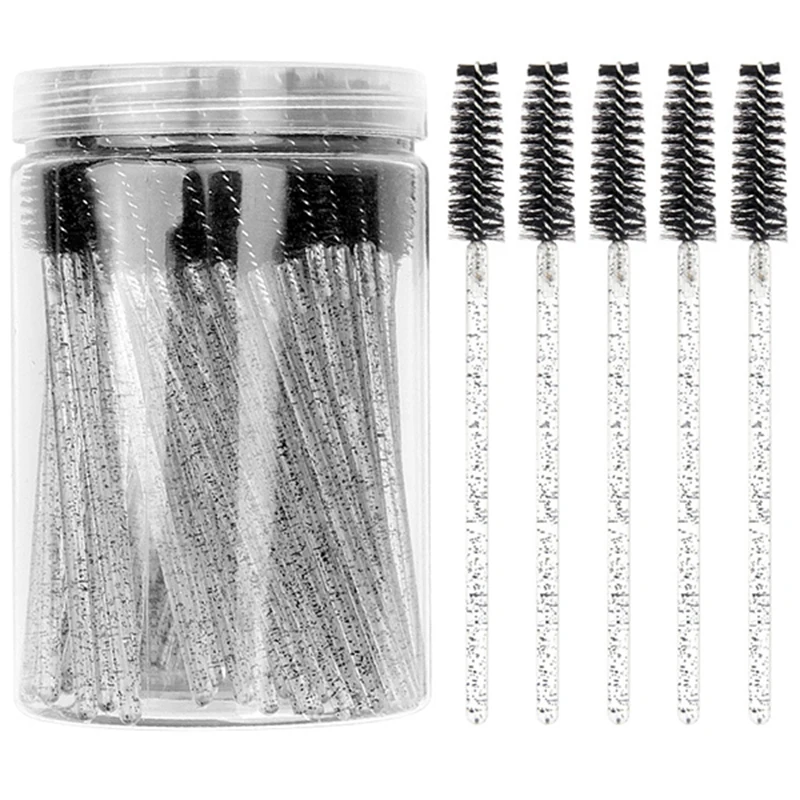50pcs Crystal Eyelash Brushes With Contianer Disposable Lash Mascara Wands In Case Micro Makeup Applicators  Beauty Tools