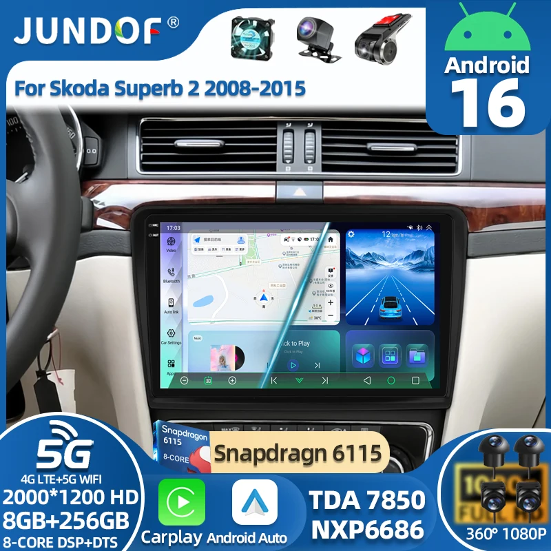 

Car Radio Android 16 For Skoda Superb 2 B6 2008 2009 2010 2011 - 2015 Navigation Multimedia Player GPS WiFi+4G Video Carplay BT