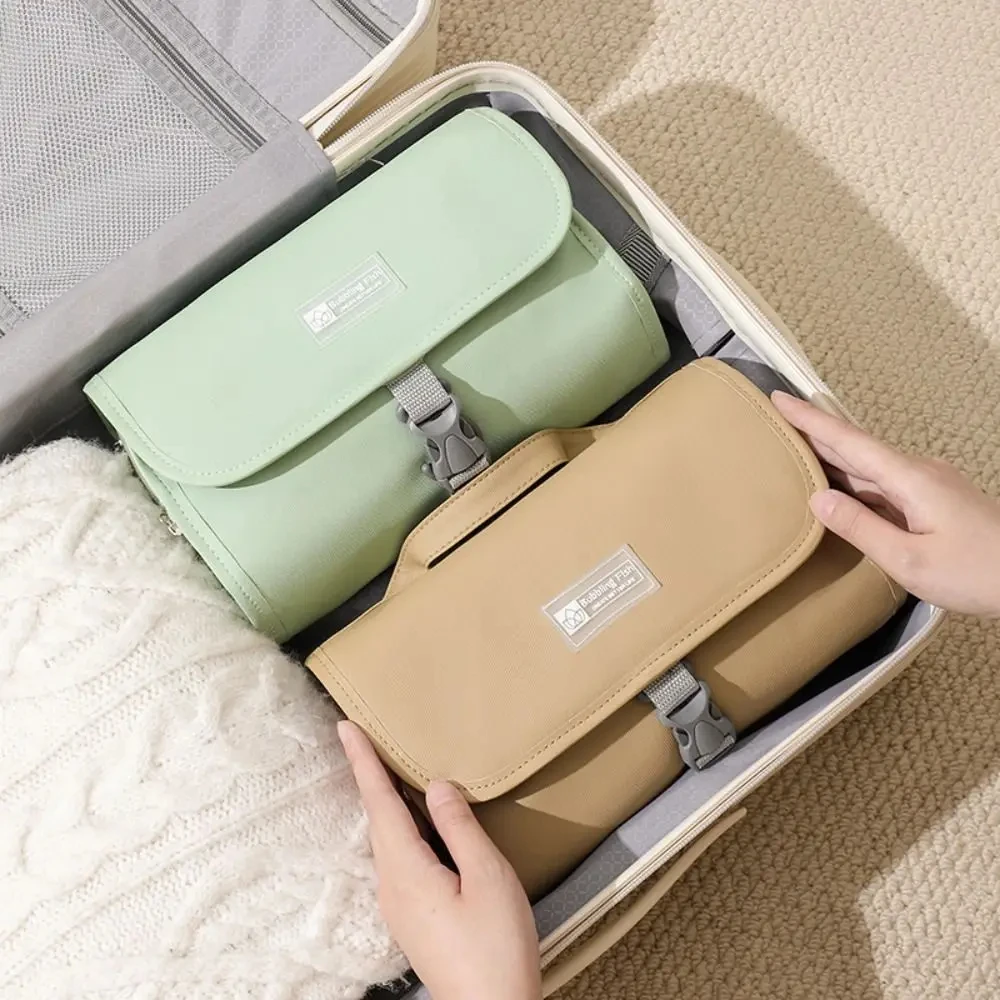 حقيبة مكياج منفصلة جافة ورطبة ذات سعة عالية، قابلة للطي وقابلة للفصل، حقيبة مستحضرات تجميل متعددة الوظائف لتخزين غسيل العناية بالبشرة