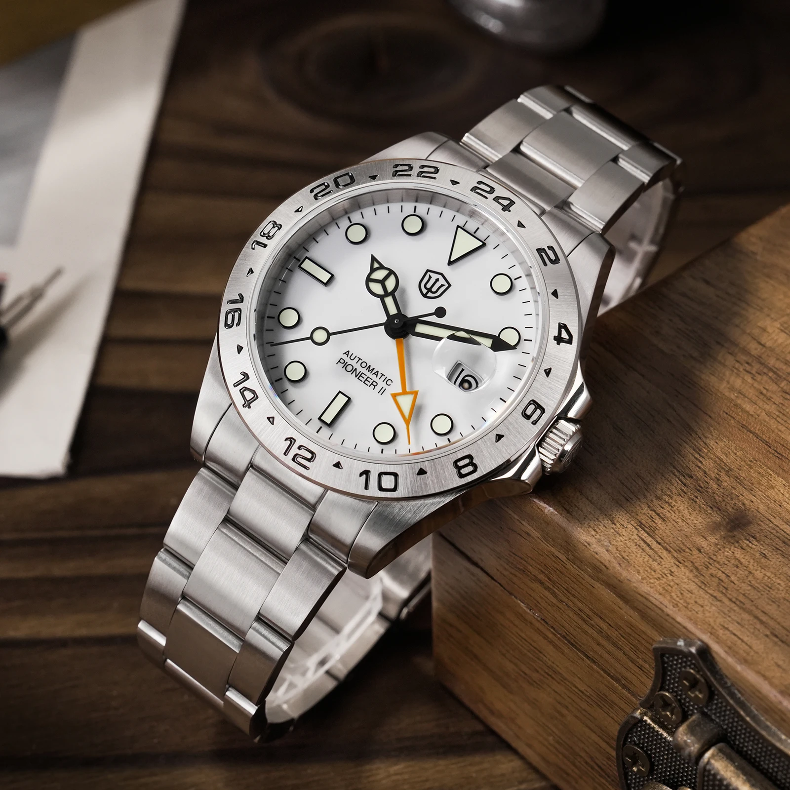 

Часы Watchdives WD009B 38 мм GMT для дайвинга, с автоматическим механизмом Hangzhou6460, механические, светящиеся, водонепроницаемые до 100 м, WD16570B V2