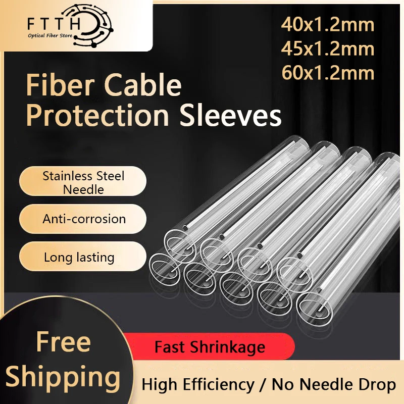 열 수축 스플라이스 보호대 베어 광섬유 핫멜트 융합 보호 스플라이스 슬리브 튜브, 1.2mm, 60mm, 45mm, 40mm