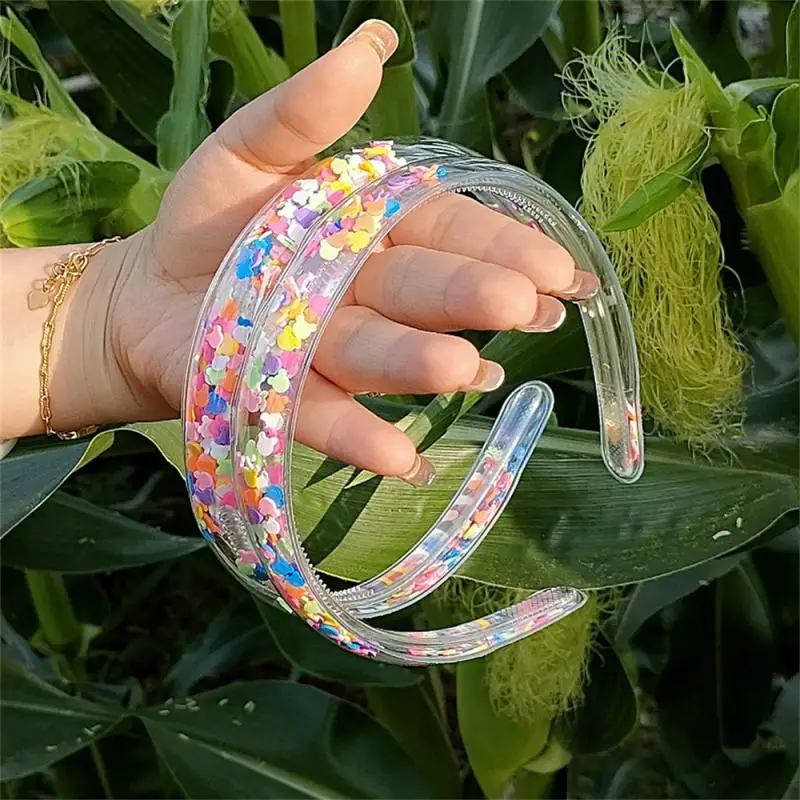 Fashion Glitter Sequin Teeth Hairbands Transparent Quicksand Headbands For Children Kids Bezel Hair Hoops Hair Accessories