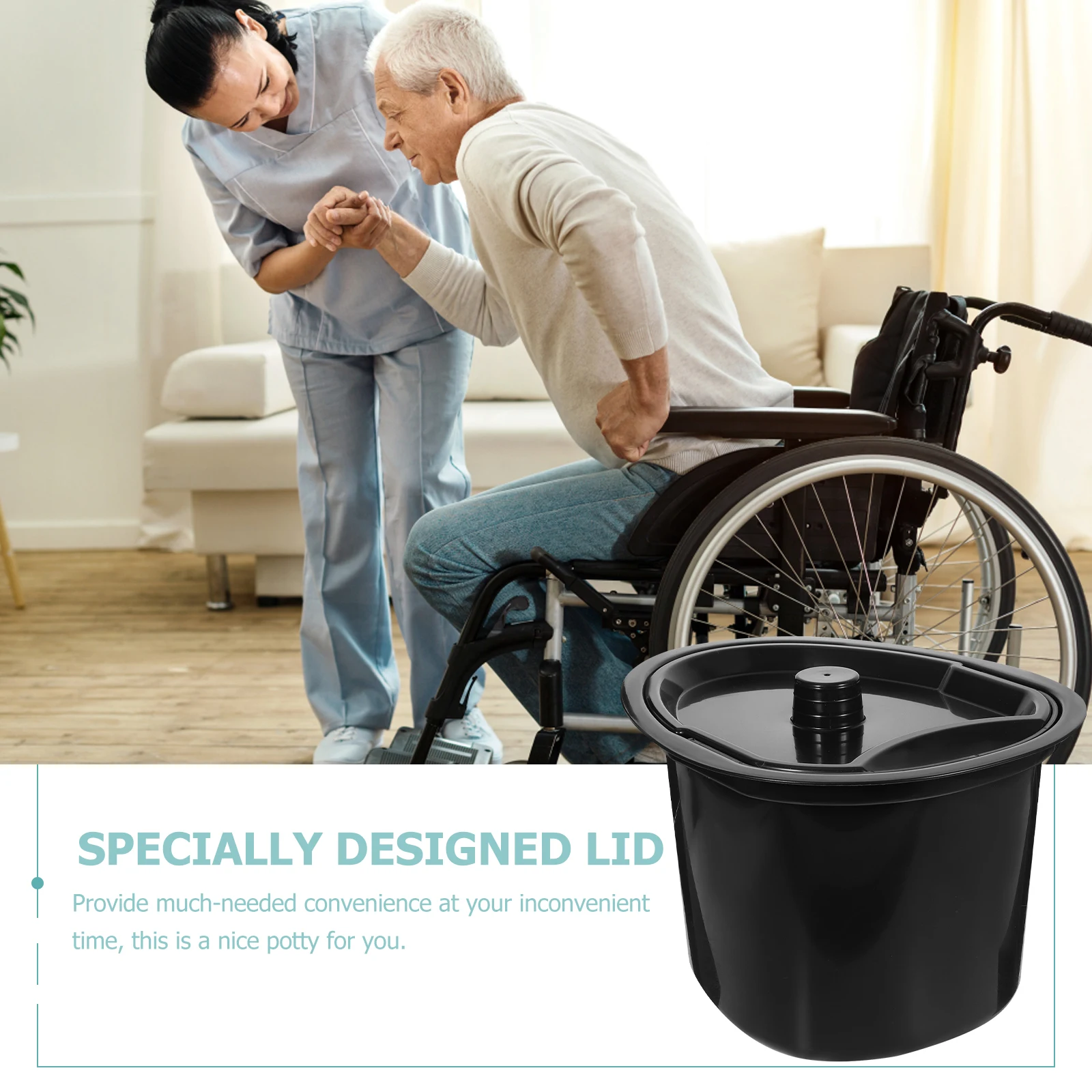 Chamber Pot Plastic Potty Pee Spittoon Urine Bucket Bedpan with Lid Elderly Patients Urinal portable Toilet home hospital supply