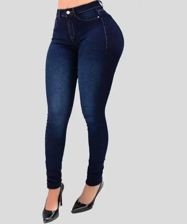 2025 Women Office Lady Elastic Jean Leggings Pants High Waist Peach Hip Slim Seamless Pencil Denim Trousers Casual Jeans