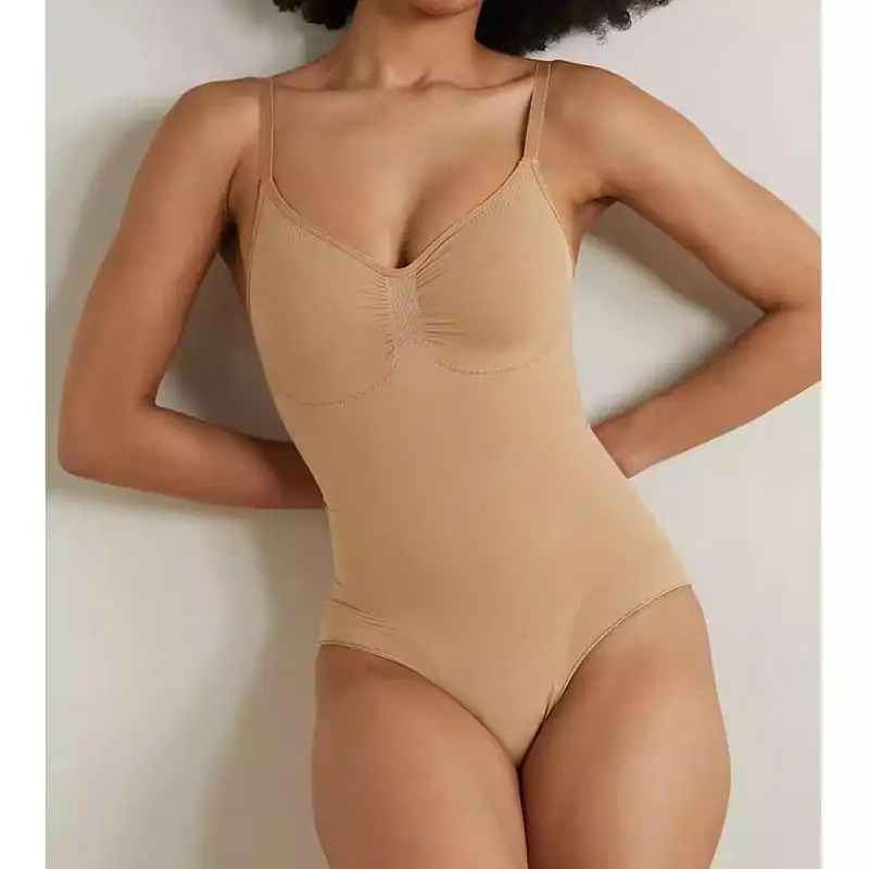 強力な腹部圧迫シェイプウェアボディスーツ薄い素材、ボタン付き、女性の下着や家庭服用