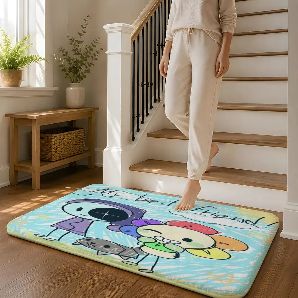 D-Dandys World Pebble Fleece Floor Mat Flannel Rug Non Slip Absorbent Soft Washable For Entryway Hallway Bathroom Kitchen Decor