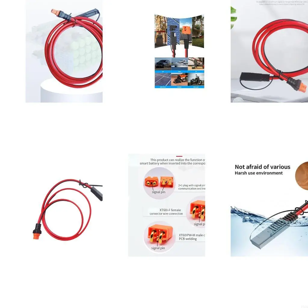 193A 12AWG XT60i to SAE Adapters Wire for Portable Power Stations and Solar Panel