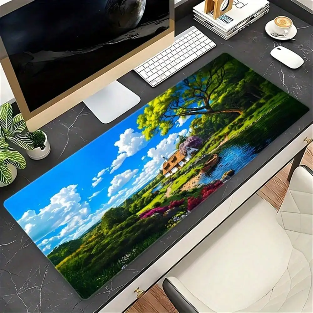 Extra Large Nature Scenery Gaming Mouse Pad With Non-Slip Rubber Base - Durable, Washable, Precision Edge, Rectangular Desk Mat For ESports & Computers