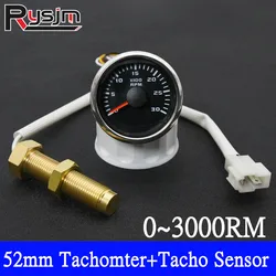 HD 0~3000 RPM 4000RPM 7000RPM 8000RPM 52mm Tachometer +Tacho Sensor Car Marine Outboard Diesel Engine Tacho Gauge With Hourmeter