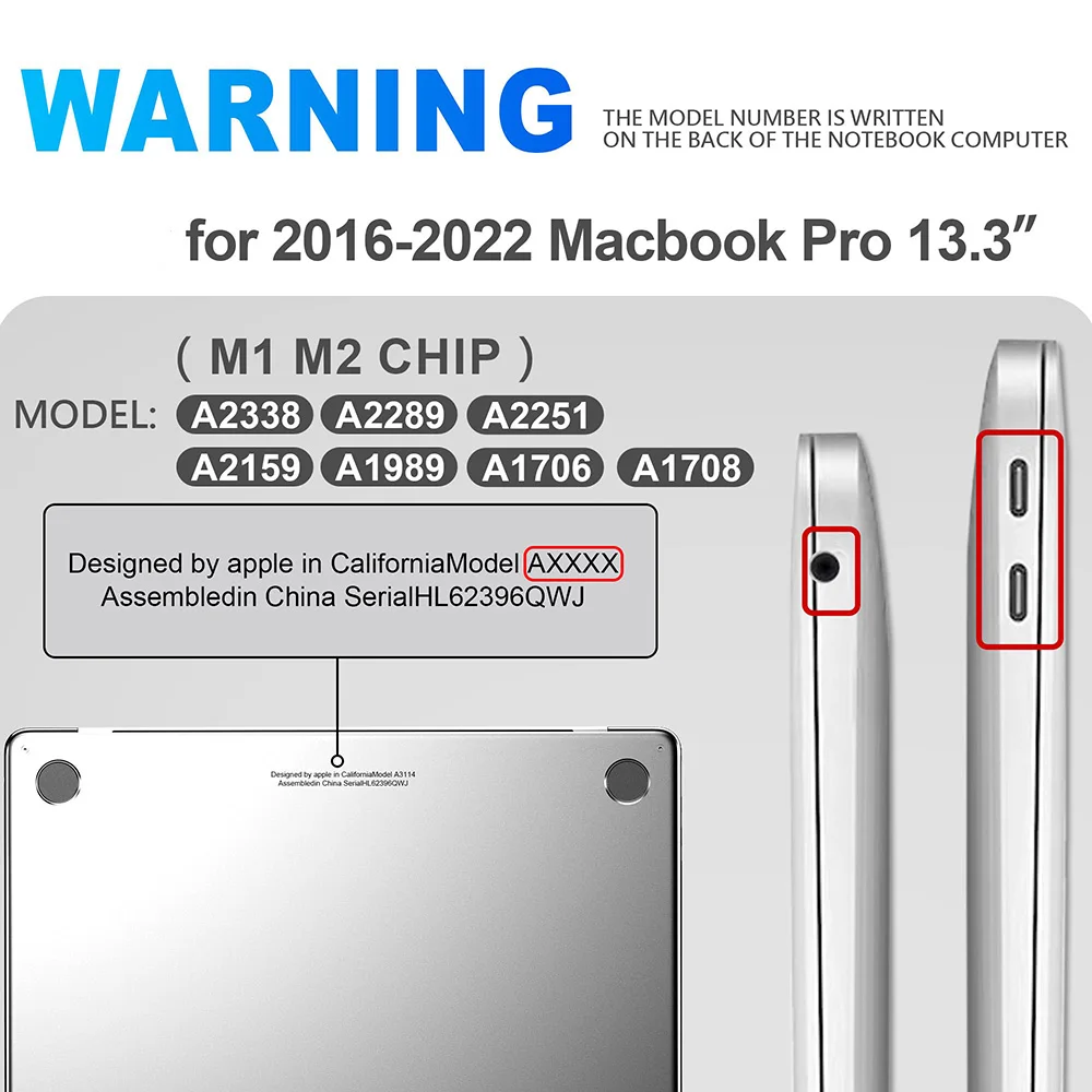 New Hard Clear Case for MacBook Air 13 A2337 A2179 A1932 Pro 13 M2 A2338 A2289 A2251 A2159 A1989 A1708 Protective Cover