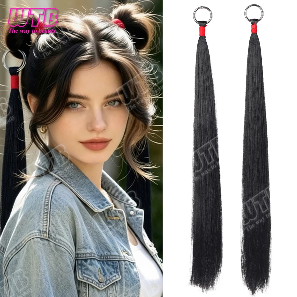 ynthetic Straight Ponytail Wig with Metal Ring Clip – Long Straight Style Suitable for Daily Wear Festivals Proms and Styling