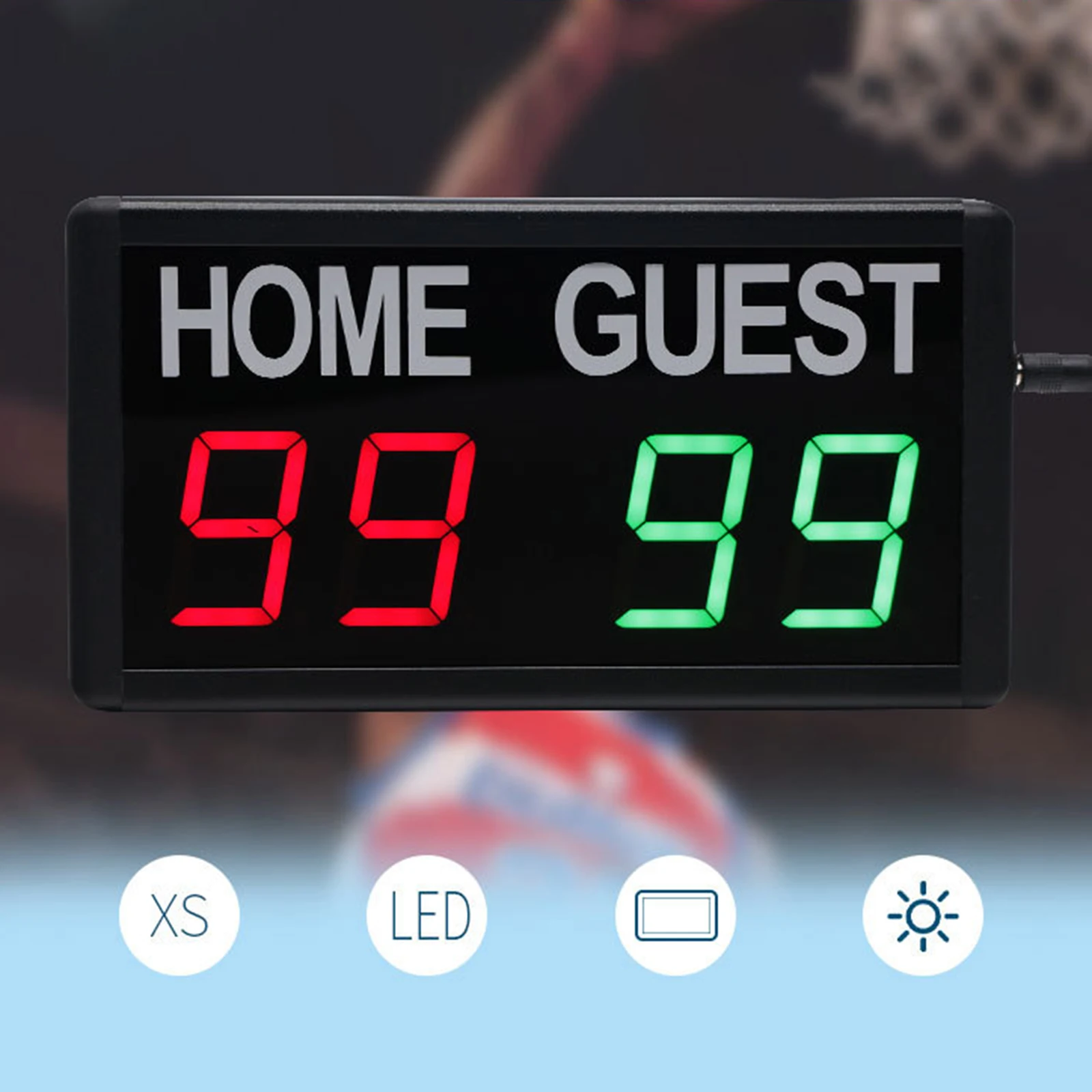 Wall Mounted Electronic Digital Scoreboard Timer Remote Control LED Display Counting Score Keeper for Badminton Basketball Sport