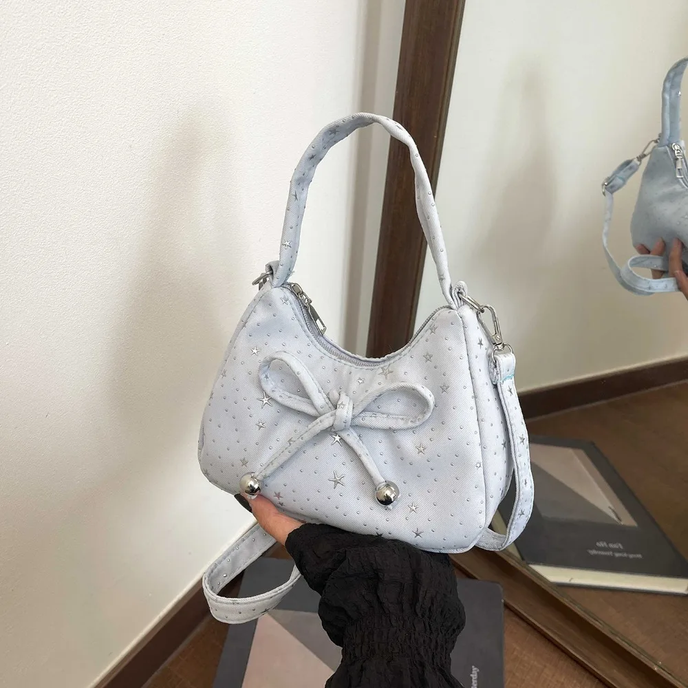 

New Star Pattern Star Handbag Sweet Bow Crossbody Strap Shoulder Bag Versatile Crossbody Bag Korean Style
