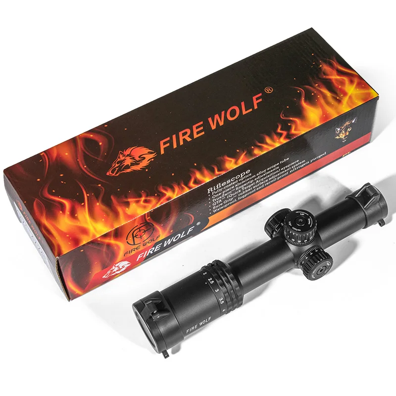 Imagem -06 - Fire Wolf 14x24e Riflescopes Caça Red Dot Scopes Rifle Scope Compacto Iluminado Retículo w Montagens para Ar15 ak