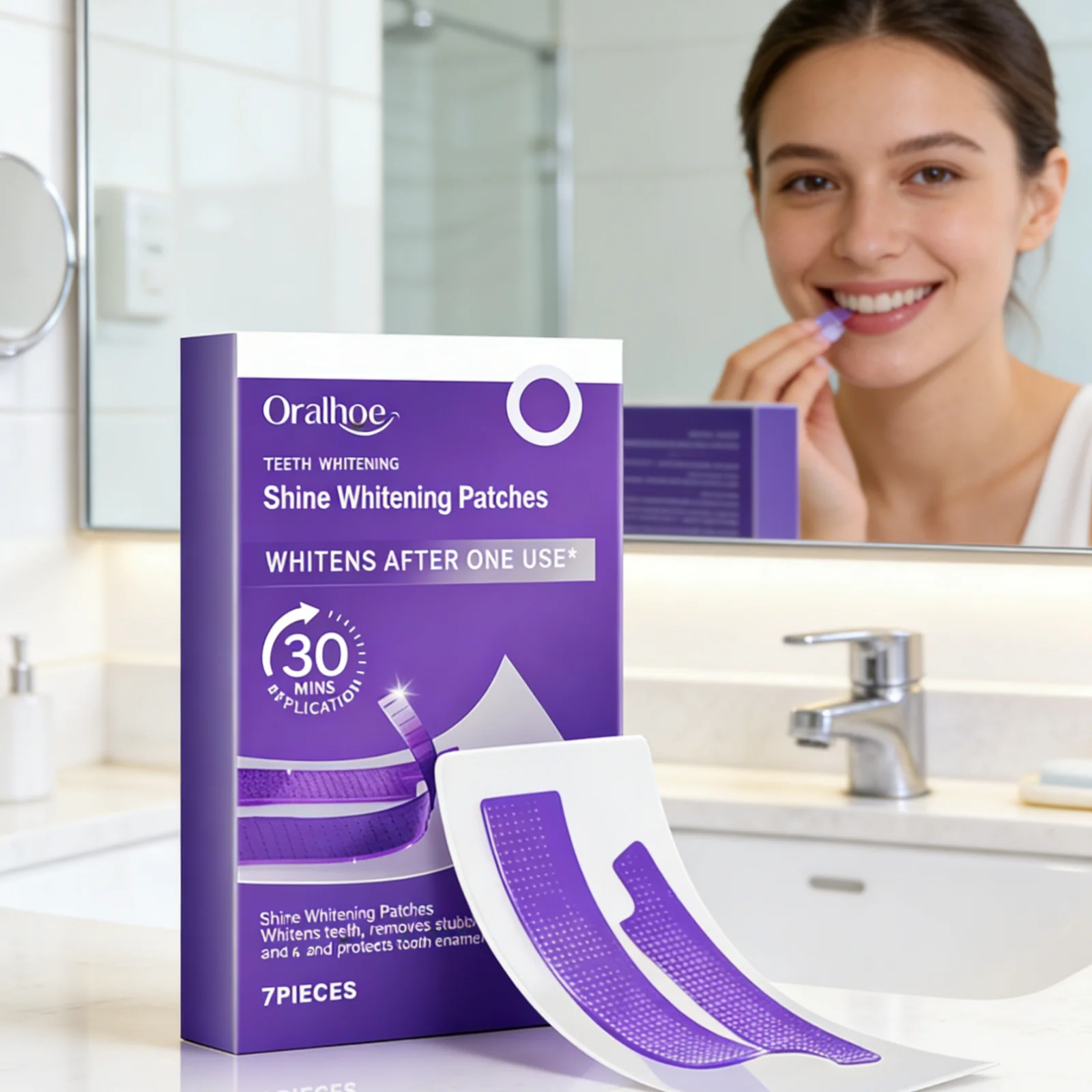 Oralhoe Teeth Whitening Patches Soothes Gums Remove Stubborn Stains Long Lasting Effect Confident Smile Gentle Teeth Care Strips
