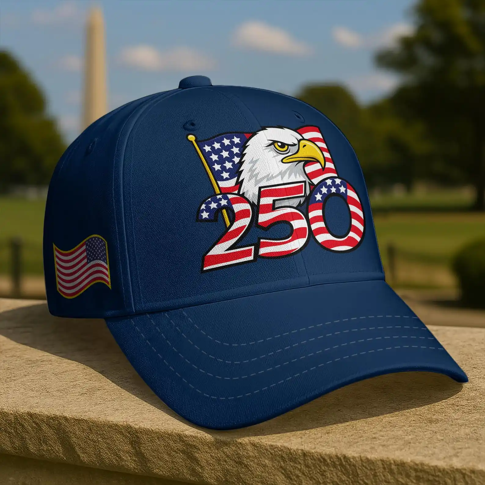 America 250th Birthday Baseball Cap, Bald Eagle American Flag Hat, 1776–2026 Cap for Men & Women, Patriotic Gift, 4th of July Gi
